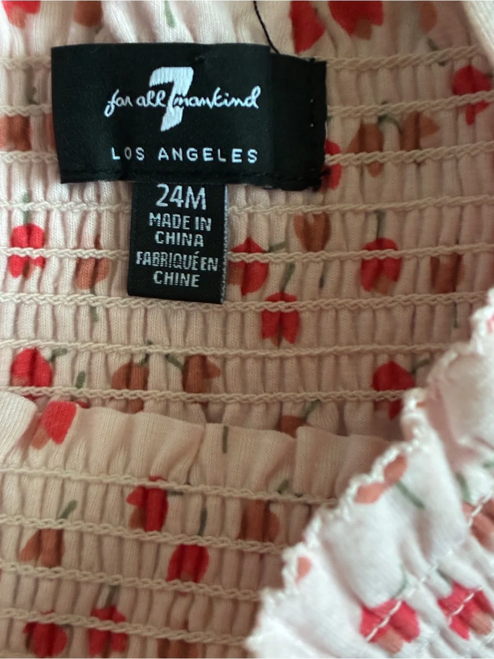 7 For All Mankind Baby Girl Smocked Bubble Romper Pink Floral Size 24M